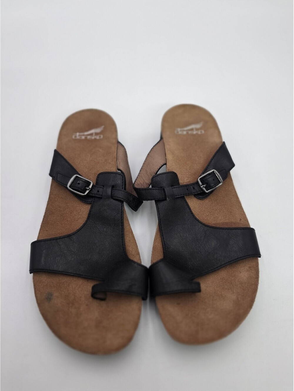Dansko Black Leather Slide Sandals Size 41